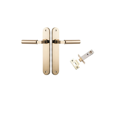 Iver Berlin Door Lever Oval Latch Pair, Passage Kit, Privacy Kit , Entrance Kit with High Security Lock - Polished Brass