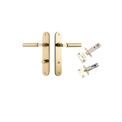 Iver Berlin Door Lever Oval Latch Pair, Passage Kit, Privacy Kit , Entrance Kit with High Security Lock - Polished Brass