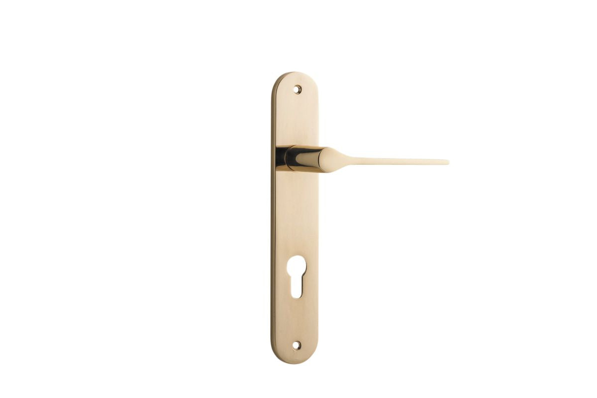 Iver Como  Door Lever Oval Latch Pair, Passage Kit, Privacy Kit , Entrance Kit with High Security Lock -Polished Brass