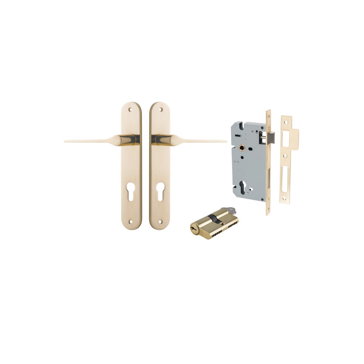 Iver Como  Door Lever Oval Latch Pair, Passage Kit, Privacy Kit , Entrance Kit with High Security Lock -Polished Brass