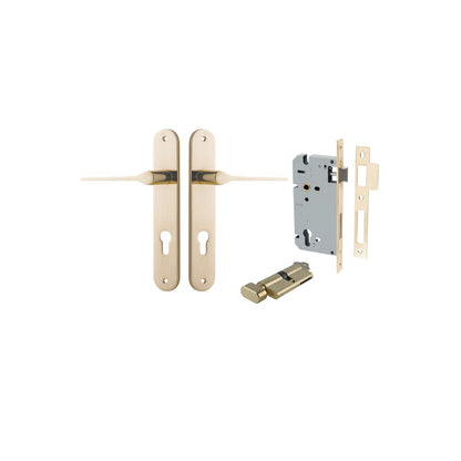 Iver Como  Door Lever Oval Latch Pair, Passage Kit, Privacy Kit , Entrance Kit with High Security Lock -Polished Brass