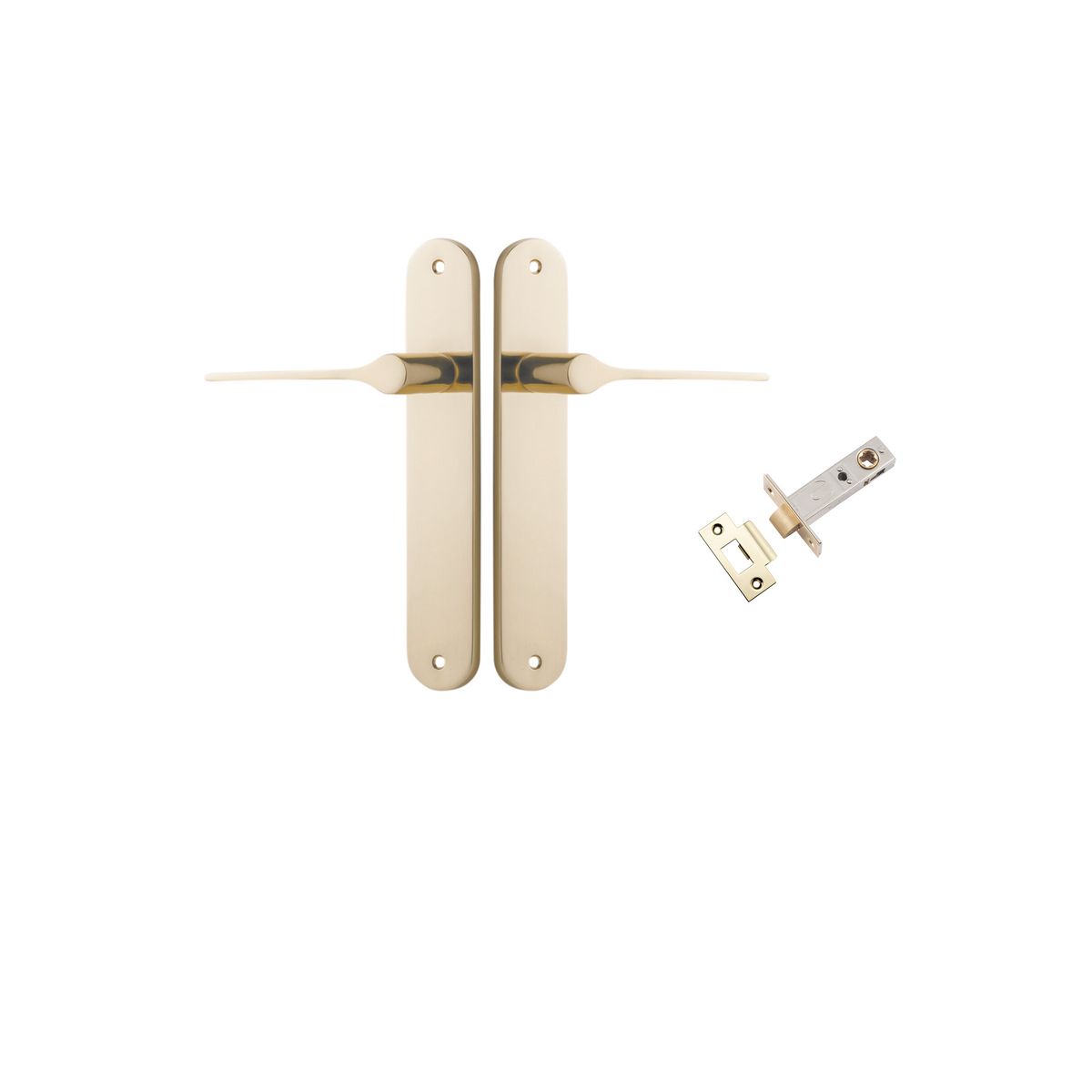 Iver Como  Door Lever Oval Latch Pair, Passage Kit, Privacy Kit , Entrance Kit with High Security Lock -Polished Brass