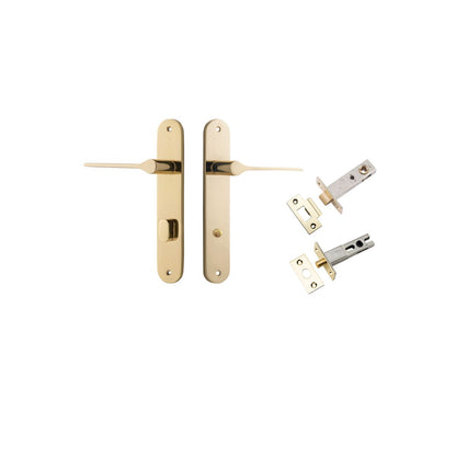 Iver Como  Door Lever Oval Latch Pair, Passage Kit, Privacy Kit , Entrance Kit with High Security Lock -Polished Brass
