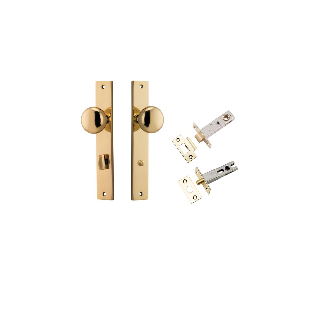 Iver Cambridge Door Knob Rose Round Concealed Fix Pair Passage Kit, Privacy Kit , Entrance Kit with High Security Lock -Polished Brass