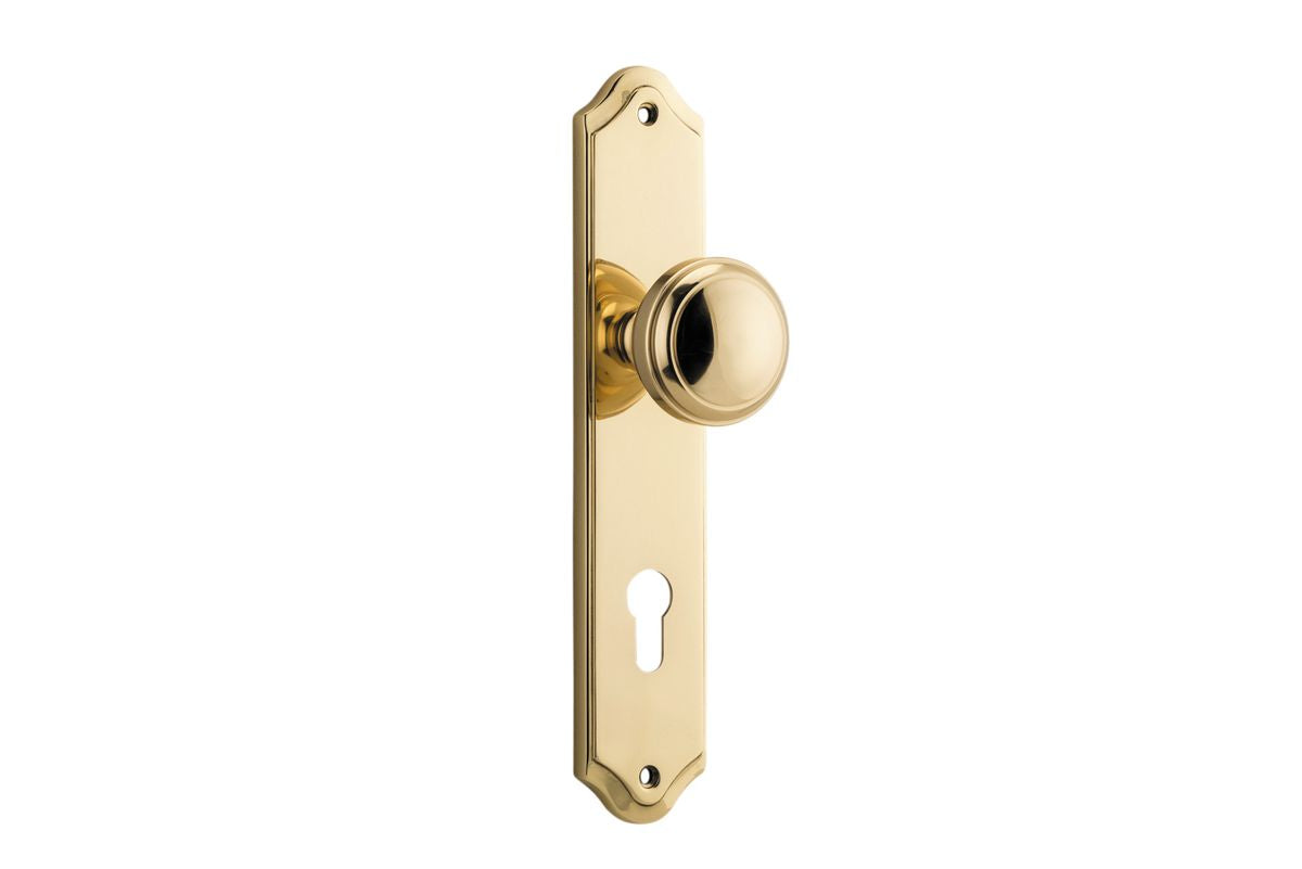 Iver Paddington  Door Knob Shouldered Latch Pair, Passage Kit, Privacy Kit , Entrance Kit with High Security Lock - Polished Brass