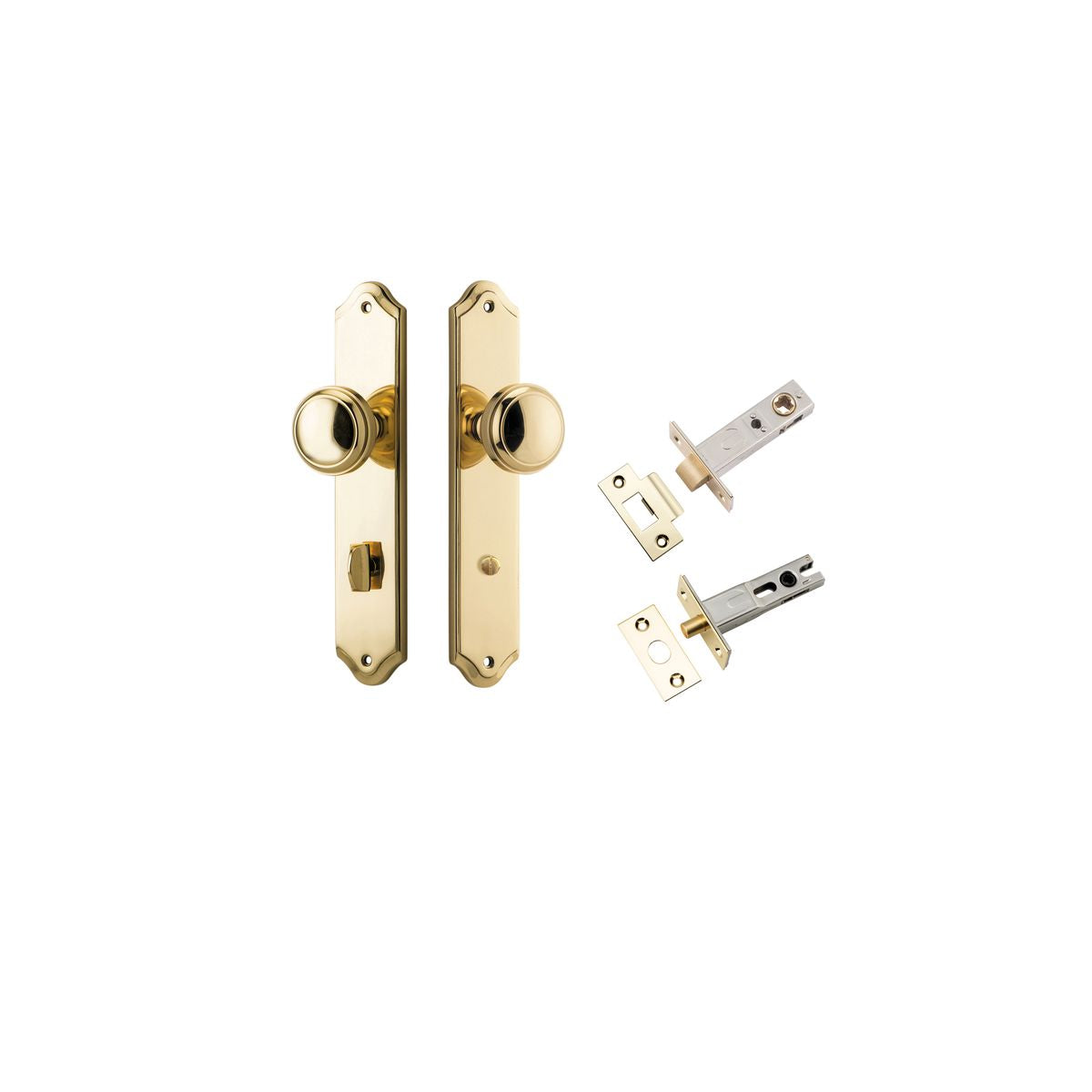Iver Paddington  Door Knob Shouldered Latch Pair, Passage Kit, Privacy Kit , Entrance Kit with High Security Lock - Polished Brass