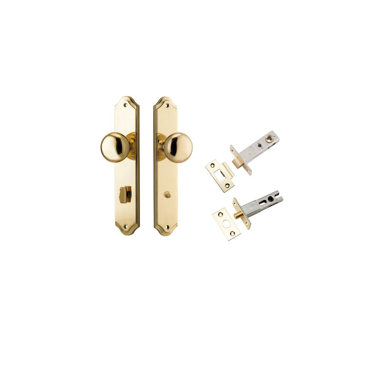 Iver Cambridge Door Knob Rose Round Concealed Fix Pair Passage Kit, Privacy Kit , Entrance Kit with High Security Lock -Polished Brass