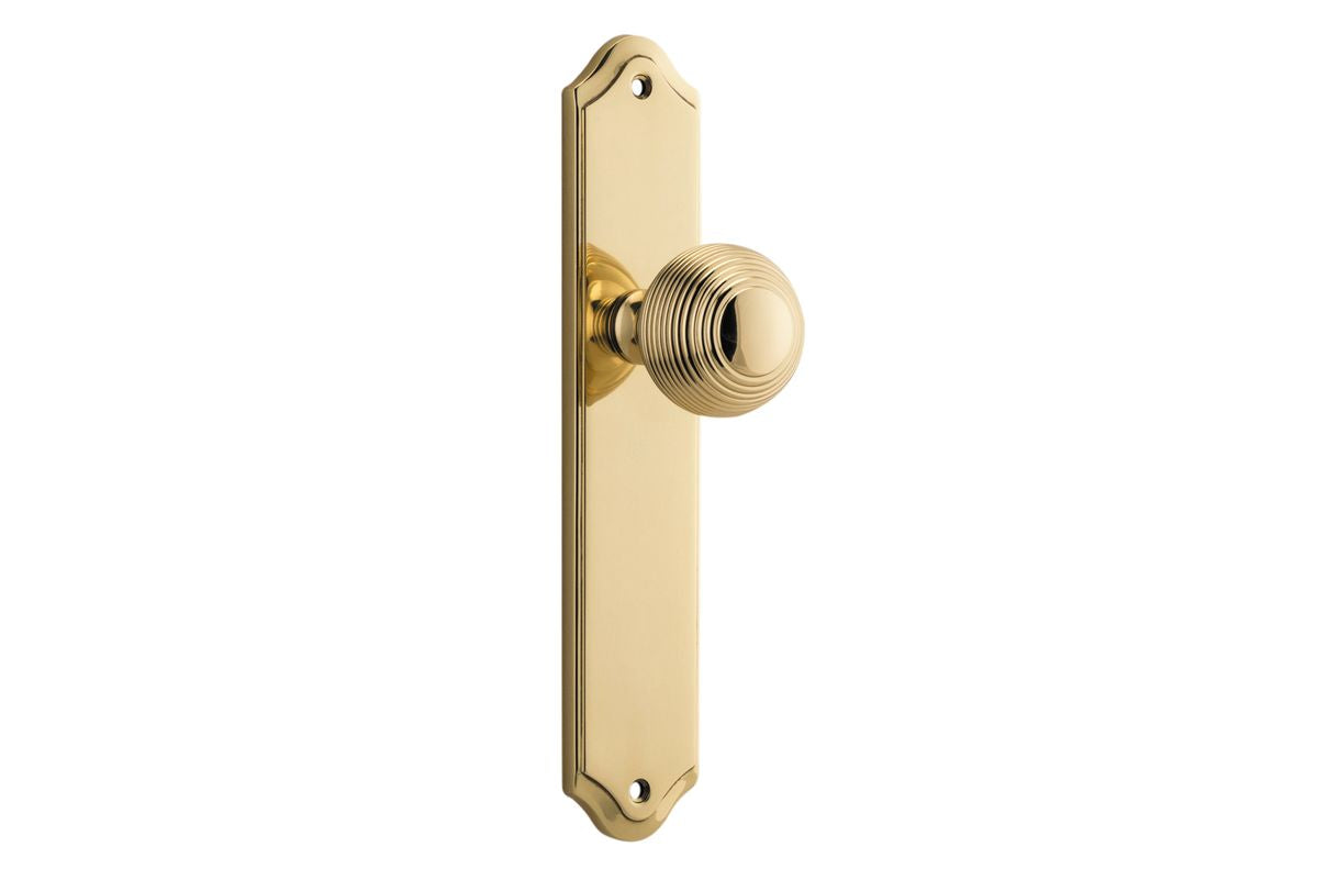 Iver Guildford Door Knob Shouldered Latch Pair, Passage Kit, Privacy Kit , Entrance Kit with High Security Lock - Polished Brass