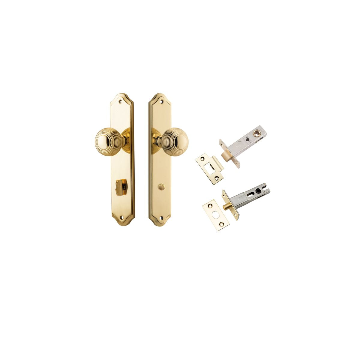 Iver Guildford Door Knob Shouldered Latch Pair, Passage Kit, Privacy Kit , Entrance Kit with High Security Lock - Polished Brass