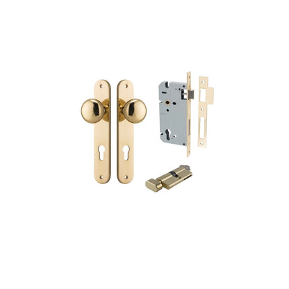 Iver Cambridge Door Knob Rose Round Concealed Fix Pair Passage Kit, Privacy Kit , Entrance Kit with High Security Lock -Polished Brass