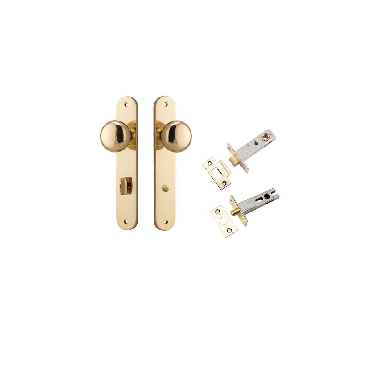 Iver Cambridge Door Knob Rose Round Concealed Fix Pair Passage Kit, Privacy Kit , Entrance Kit with High Security Lock -Polished Brass