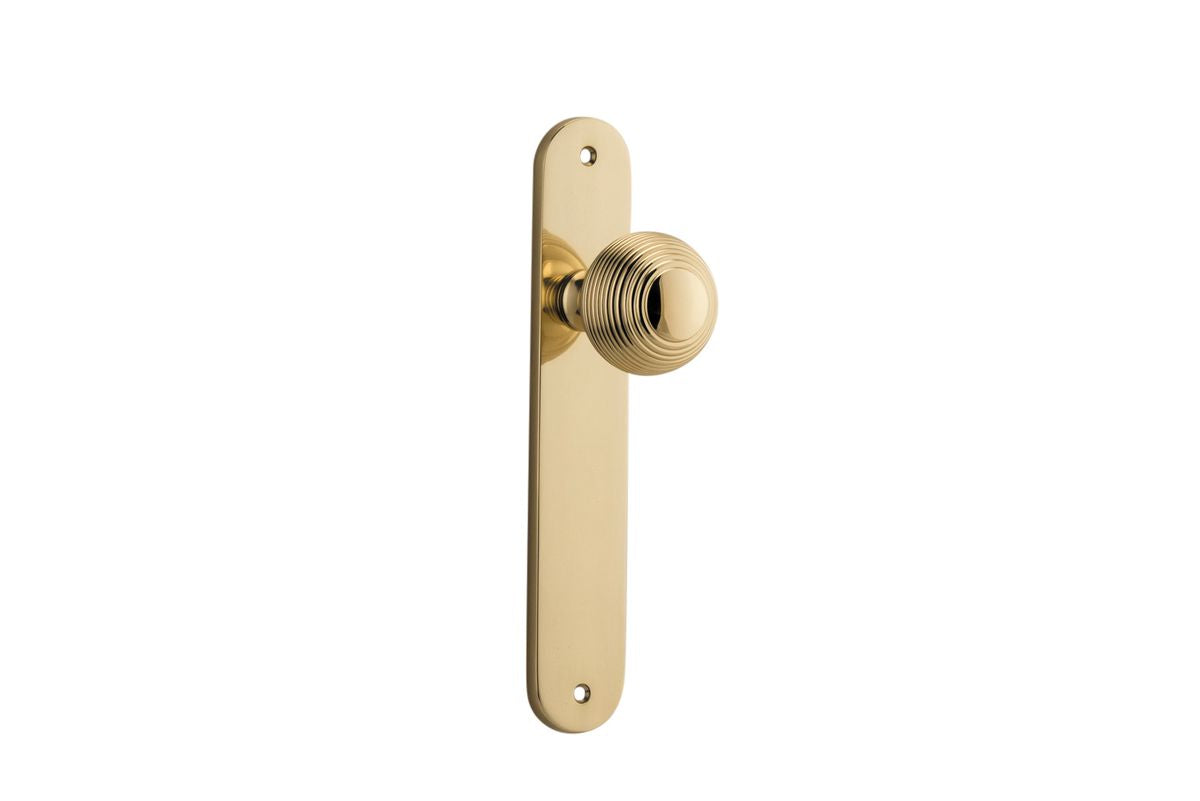 Iver Guildford Door Knob Oval Latch Pair, Passage Kit, Privacy Kit , Entrance Kit with High Security Lock -Polished Brass