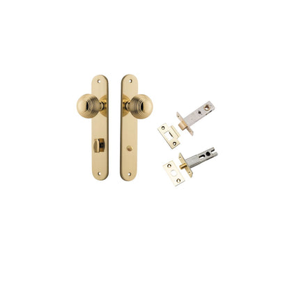 Iver Guildford Door Knob Oval Latch Pair, Passage Kit, Privacy Kit , Entrance Kit with High Security Lock -Polished Brass