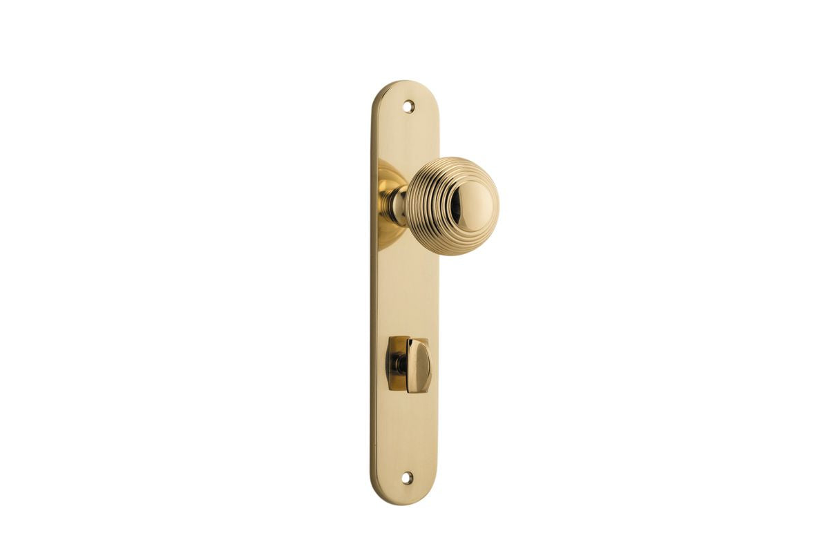 Iver Guildford Door Knob Oval Latch Pair, Passage Kit, Privacy Kit , Entrance Kit with High Security Lock -Polished Brass