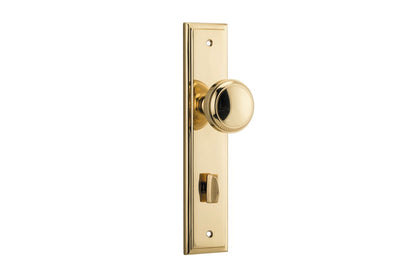 Iver Paddington  Door Knob Stepped Latch Pair, Passage Kit, Privacy Kit , Entrance Kit with High Security Lock - Polished Brass