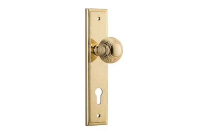 Iver Guildford Door Knob Stepped Latch Pair, Passage Kit, Privacy Kit , Entrance Kit with High Security Lock - Polished Brass
