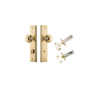 Iver Guildford Door Knob Stepped Latch Pair, Passage Kit, Privacy Kit , Entrance Kit with High Security Lock - Polished Brass