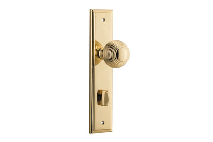 Iver Guildford Door Knob Stepped Latch Pair, Passage Kit, Privacy Kit , Entrance Kit with High Security Lock - Polished Brass