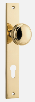 Iver Paddington Door Knob 10320 Rectangular Backplate Polished Brass - Passage ,Privacy & Entrance