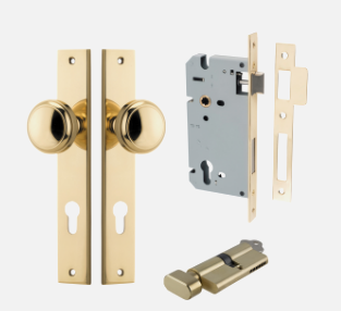 Iver Paddington Door Knob 10320 Rectangular Backplate Polished Brass - Passage ,Privacy & Entrance