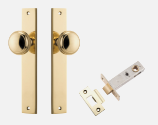 Iver Paddington Door Knob 10320 Rectangular Backplate Polished Brass - Passage ,Privacy & Entrance