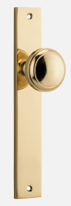 Iver Paddington Door Knob 10320 Rectangular Backplate Polished Brass - Passage ,Privacy & Entrance