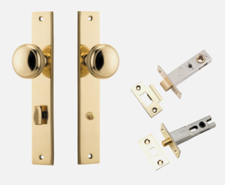 Iver Paddington Door Knob 10320 Rectangular Backplate Polished Brass - Passage ,Privacy & Entrance