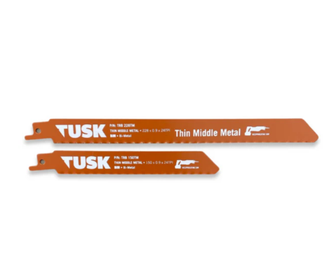 Tusk Heavy Duty BiM Reciprocating Saw Blades for Thin Middle Metal 5pc pack - 150mm x 0.9 x 24TPI & 228mm x 0.9 x 24TPI