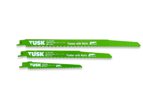 Tusk Heavy Duty TCT Reciprocating Saw Blades for Timber with Nails 1pc pack - 150mm x 1.2 x 6TPI ,228mm x 1.2 x 6TPI & 300mm x 1.2 x 6TPI