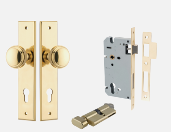 Iver Paddington Door Knob 10321 Chamfered Backplate Polished Brass - Passage ,Privacy & Entrance