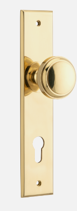Iver Paddington Door Knob 10321 Chamfered Backplate Polished Brass - Passage ,Privacy & Entrance