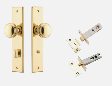Iver Paddington Door Knob 10321 Chamfered Backplate Polished Brass - Passage ,Privacy & Entrance