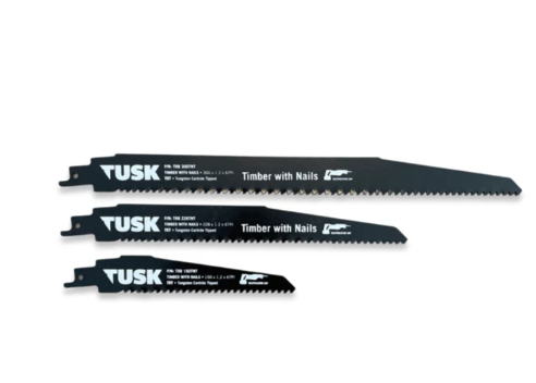 Tusk Heavy Duty BiM Reciprocating Saw Blades for Timber with Nails 5pc pack - 150mm x 1.2 x 6TPI ,228mm x 1.2 x 6TPI & 300mm x 1.2 x 6TPI