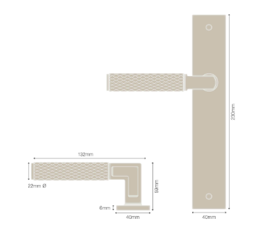 Windsor Premium NZ NIDO Lumina Longplate Dummy Lever Left Hand - Diamond Knurl Available in 7 Colours