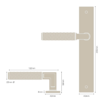 Windsor Premium NZ NIDO Lumina Longplate Passage Set - Diamond Knurl Available in 7 Colours