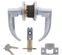 Carbine Australia Ascot Tiebolt Classroom set Disability Lever - outside Locks / Unlocks, 60/70mm Backset Lever C4 Keyed to Differ - Brushed Satin Chrome