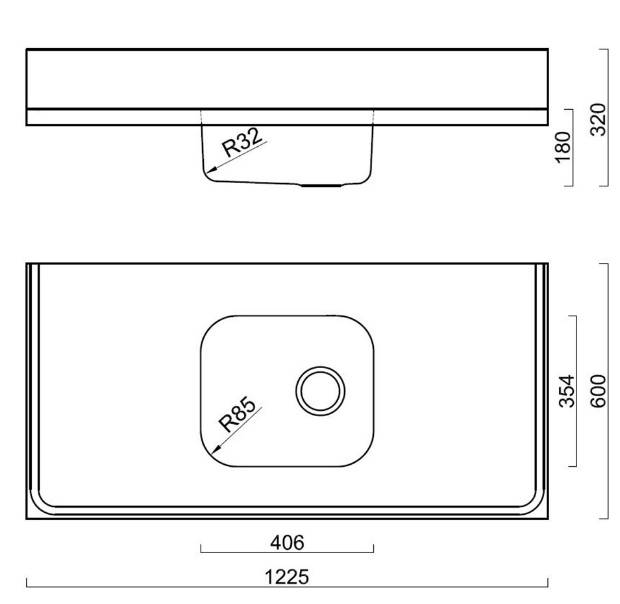 BURNS & FERALL 600 SERIES CLASSIC SINK BENCHTOPS LENGTH : 1225MM ,1675MM & 1825MM STAINLESS STEEL