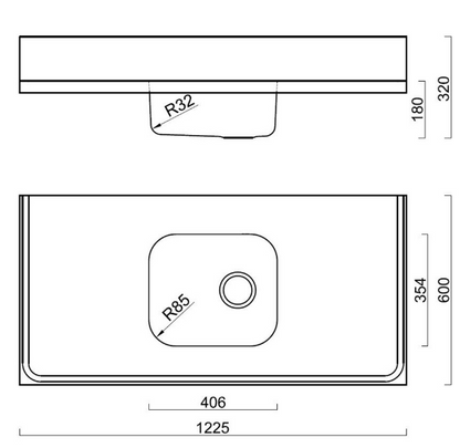 BURNS & FERALL 600 SERIES CLASSIC SINK BENCHTOPS LENGTH : 1225MM ,1675MM & 1825MM STAINLESS STEEL