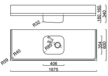 BURNS & FERALL 600 SERIES CLASSIC SINK BENCHTOPS LENGTH : 1225MM ,1675MM & 1825MM STAINLESS STEEL