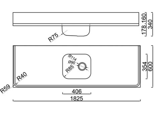 BURNS & FERALL 600 SERIES CLASSIC SINK BENCHTOPS LENGTH : 1225MM ,1675MM & 1825MM STAINLESS STEEL