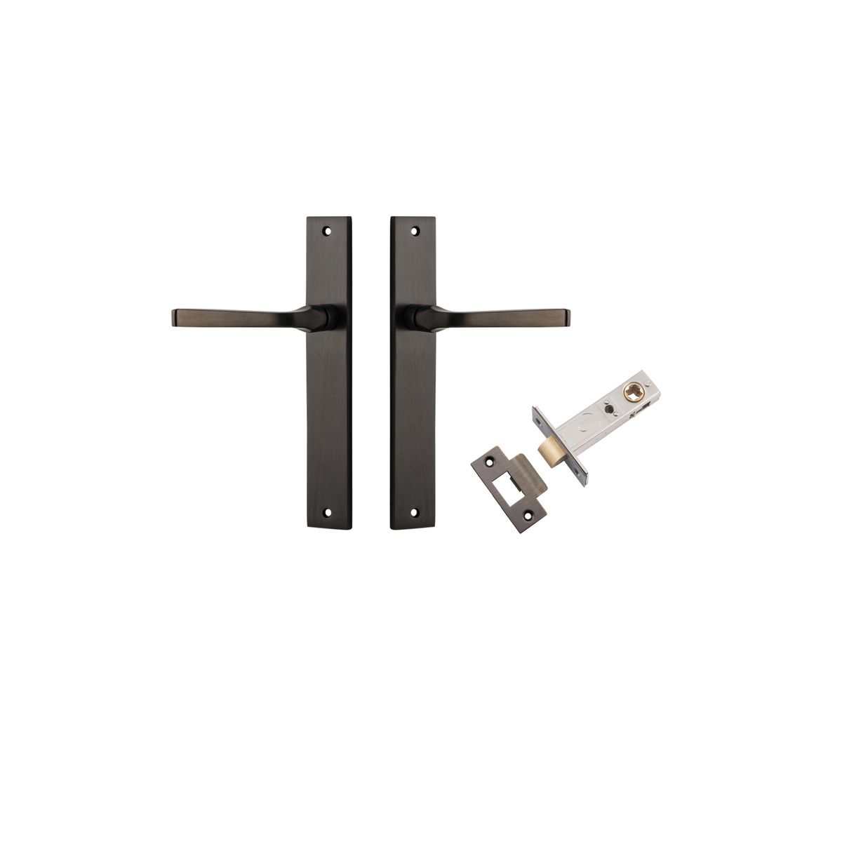 Iver Annecy Door Lever Rectangular Latch Pair, Passage Kit, Privacy Kit , Entrance Kit with High Security Lock -Signature Brass