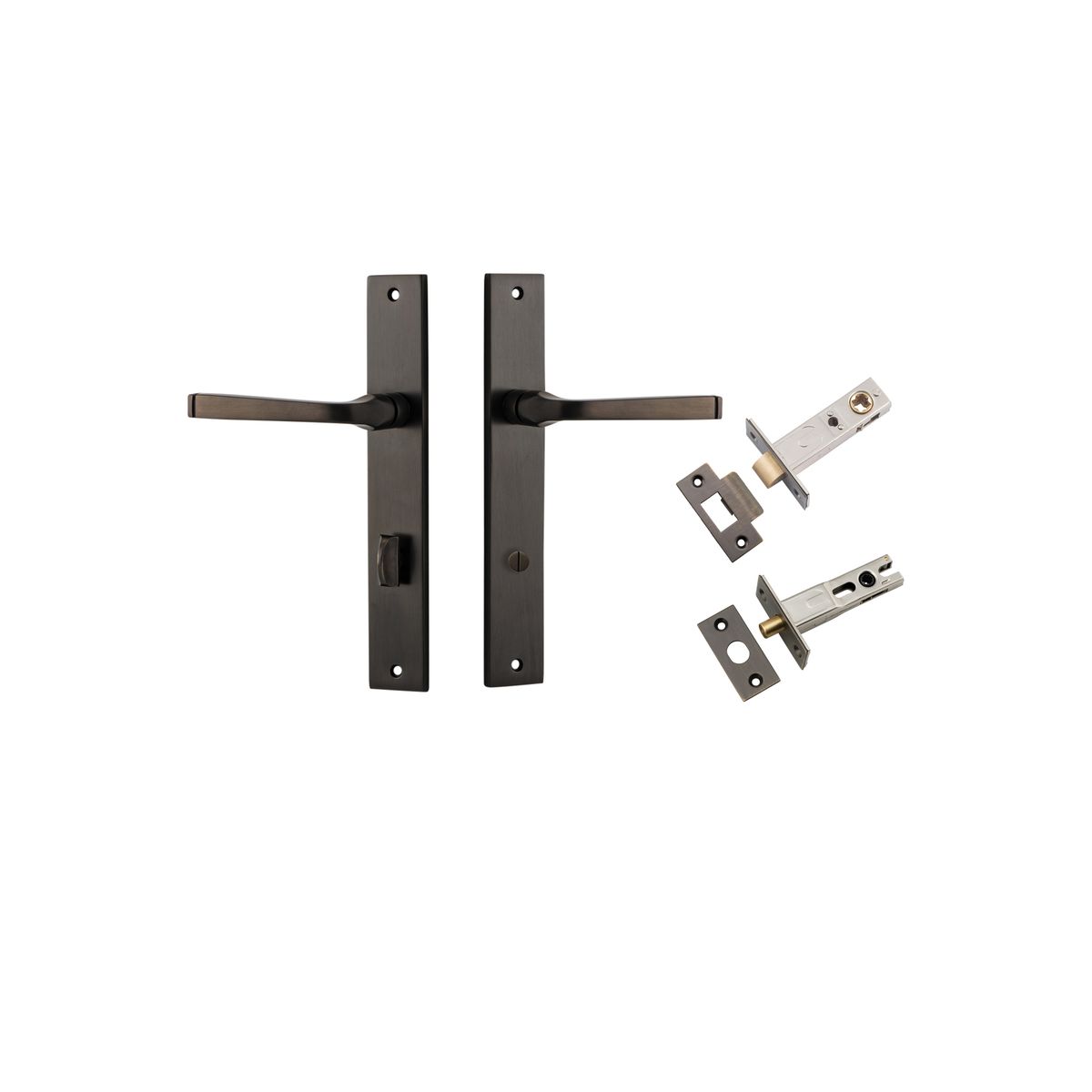 Iver Annecy Door Lever Rectangular Latch Pair, Passage Kit, Privacy Kit , Entrance Kit with High Security Lock -Signature Brass