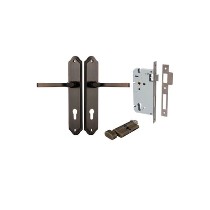 Iver Annecy Door Lever Shouldered Latch Pair, Passage Kit, Privacy Kit , Entrance Kit with High Security Lock -Signature Brass
