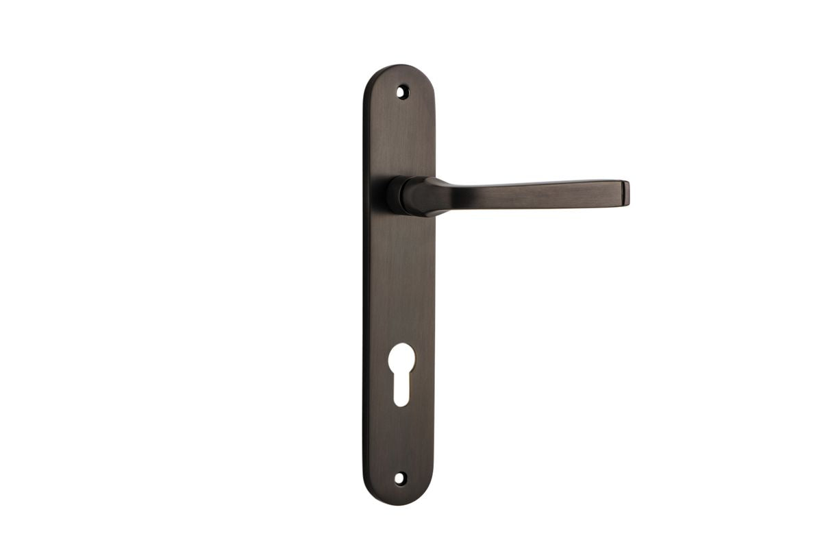 Iver Annecy Door Lever Oval Latch Pair, Passage Kit, Privacy Kit , Entrance Kit with High Security Lock - Signature Brass