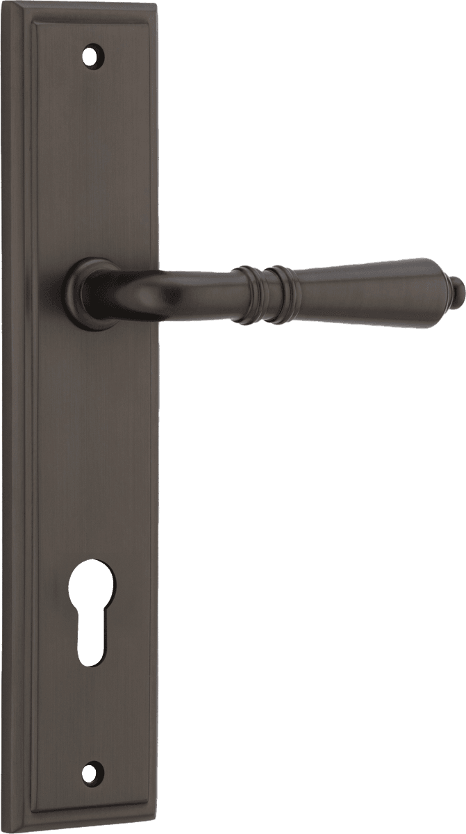Iver Sarlat  Door Lever Stepped Latch Pair, Passage Kit, Privacy Kit , Entrance Kit with High Security Lock - Signature Brass