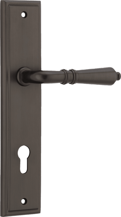 Iver Sarlat  Door Lever Stepped Latch Pair, Passage Kit, Privacy Kit , Entrance Kit with High Security Lock - Signature Brass