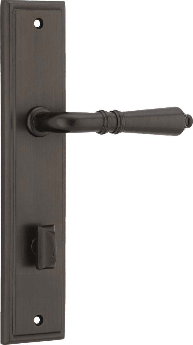 Iver Sarlat  Door Lever Stepped Latch Pair, Passage Kit, Privacy Kit , Entrance Kit with High Security Lock - Signature Brass