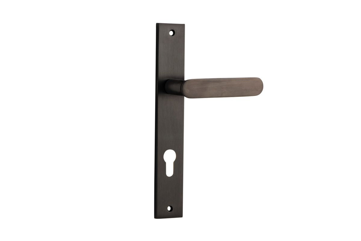 Iver Bronte Door Lever Rectangular Latch Pair, Passage Kit, Privacy Kit , Entrance Kit with High Security Lock - Signature Brass