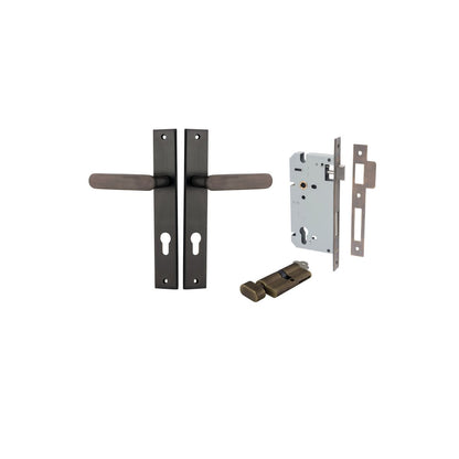 Iver Bronte Door Lever Rectangular Latch Pair, Passage Kit, Privacy Kit , Entrance Kit with High Security Lock - Signature Brass