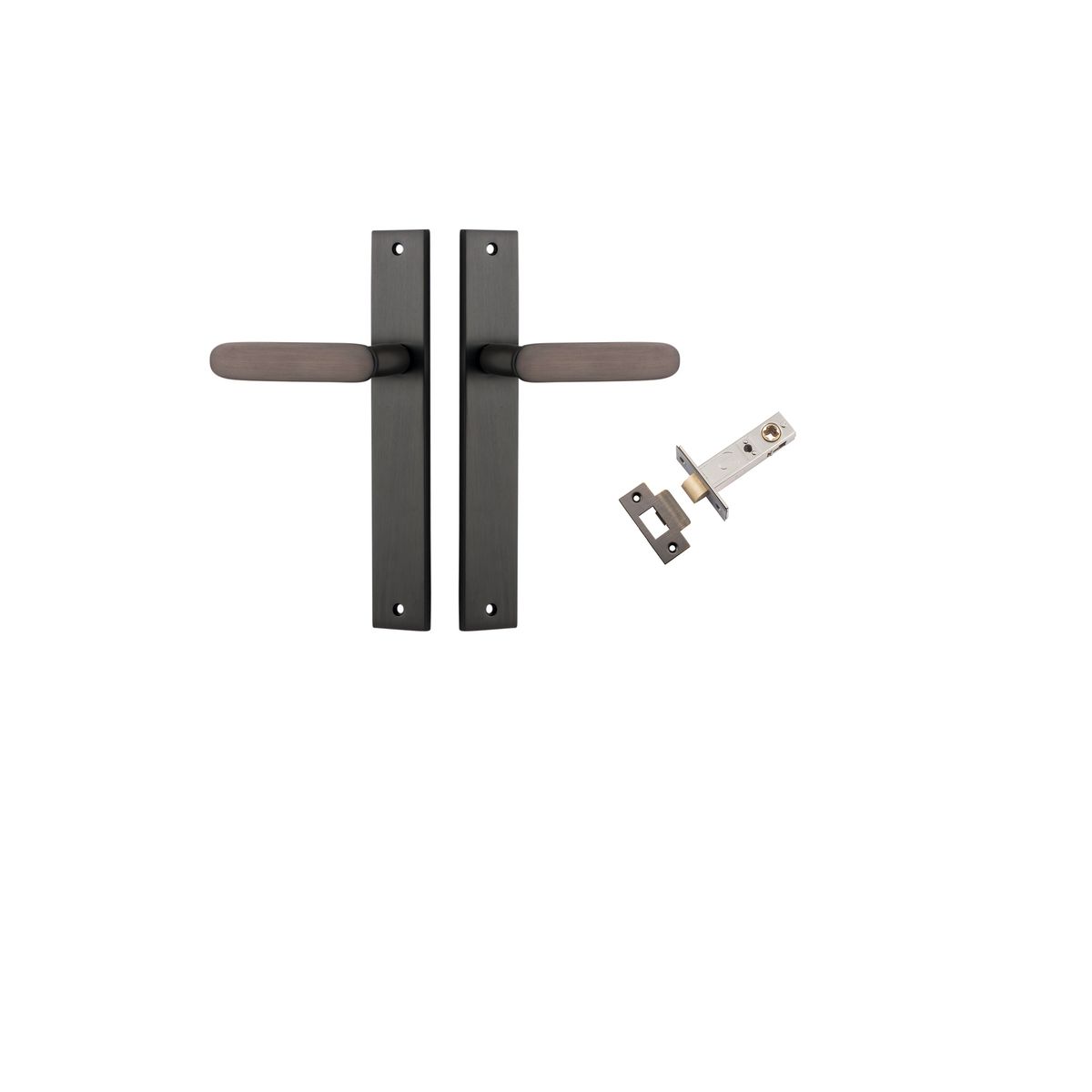 Iver Bronte Door Lever Rectangular Latch Pair, Passage Kit, Privacy Kit , Entrance Kit with High Security Lock - Signature Brass